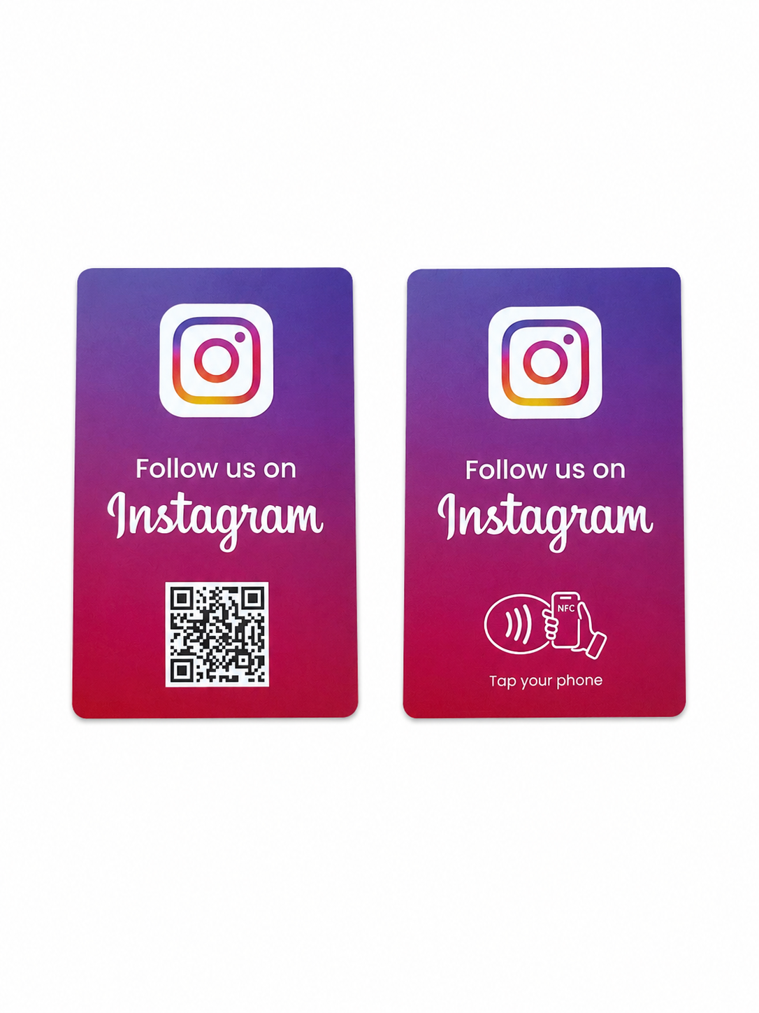 Card NFC Instagram fronte e retro con QR code e simbolo NFC